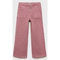 Mango Girls Wide Leg Coloured Jeans - Pink