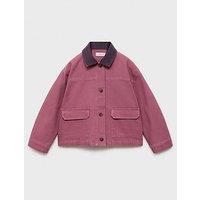 Mango Girls Contrast Collar Denim Jacket - Dark Pink