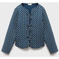 Mango Girls Printed Jacket - Navy
