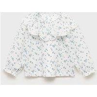 Mango Baby Girls Floral Long Sleeve Blouse - Light Cream