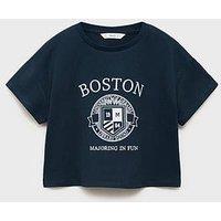 Mango Girls Boston Short Sleeve T-Shirt - Navy
