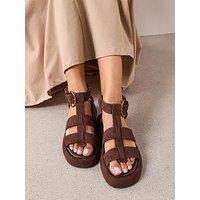The Very Collection Wide Fit Gladiator Flatform Sandal - Brown