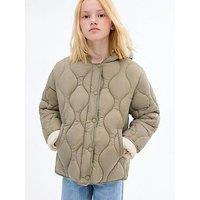 Mango Girls Onion Quilted Coat - Khaki