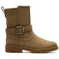 Clarks Nella Mid Calf Boots - Beige