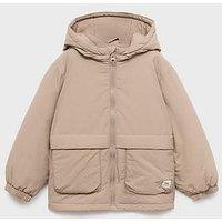 Mango Younger Boys Hooded Coat - Beige