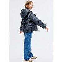 Mango Girls Shine Padded Coat - Navy