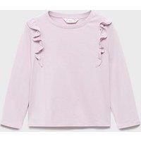 Mango Younger Girls Frill Long Sleeve T-Shirt - Light Purple