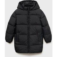 Mango Boys Longline Padded Coat - Black