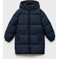 Mango Boys Longline Padded Coat - Navy
