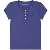 Abercrombie & Fitch Girls Essential Henley Short Sleeve T-Shirt - Blue