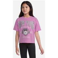 Abercrombie & Fitch Girls New York Crest Boxy Short Sleeve T-Shirt - Pink