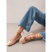 The Very Collection Wide Fit Laced Ghillie Ballet Flat Shoe - Nude