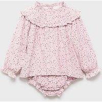 Mango Baby Girls Floral Dress & Knickers - Pink