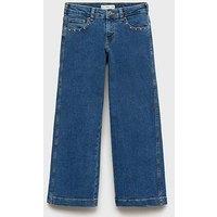 Mango Girls Wide Leg Low Rise Jeans - Blue