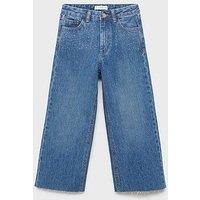 Mango Girls Rhinestone Wide Jeans - Dark Blue
