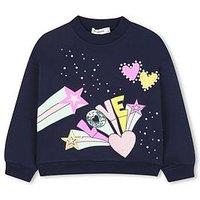 Billieblush Girls Sequin Trim Sweatshirt - Navy