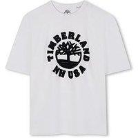 Timberland Boys Flocked Print Short Sleeve T-Shirt - White