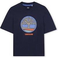 Timberland Boys Illustrated Print Short Sleeve T-Shirt - Navy