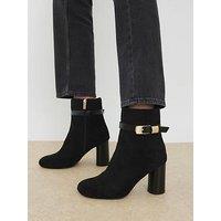 River Island Wide Round Heeled Buckle Boot - Black