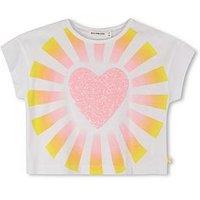 Billieblush Girls Sequin Heart Short Sleeve T-Shirt - White