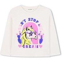 Billieblush Girls Unicorn Long Sleeve T-Shirt - Light Cream