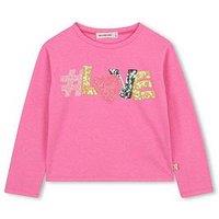Billieblush Girls Sequin Long Sleeve T-Shirt - Pink