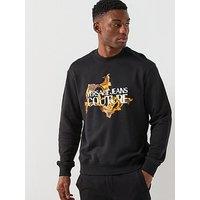 Versace Jeans Couture Barocco Institutional Logo Crew Sweatshirt - Black