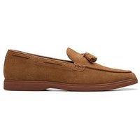 Clarks Torford Tassel Suede Loafers - Brown