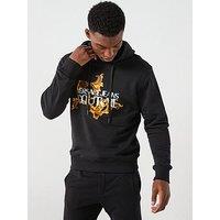 Versace Jeans Couture Barocco Institutional Logo Overhead Hoodie - Black