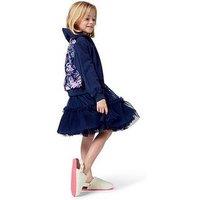 Billieblush Girls Sequin Back Zip Up Cardigan - Navy