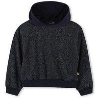 Billieblush Girls Shiny Knit Hoodie - Navy