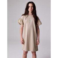 Smallsaints Girls Woven Sleeve Dress - Mink