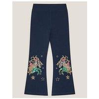 Monsoon Girls Unicorn Flare Leggings - Navy