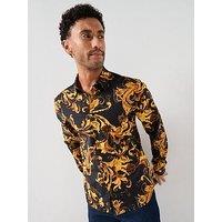 Versace Jeans Couture All Over Barocco Printed Long Sleeve Shirt - Black