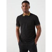 Versace Jeans Couture Logo Collar Polo Shirt - Black