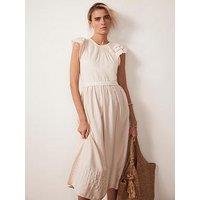 Mint Velvet Crochet Trim Woven Mix Dress - Beige