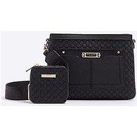 River Island 2934 Monogram Tri Comp Cross Body Bag - Black