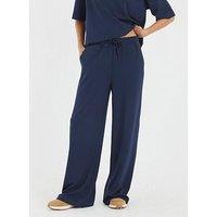 River Island High Waist Clean Premium Wide Leg Jogger - Navy