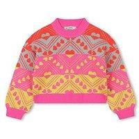 Billieblush Girls Jaquard Knit Jumper - Pink