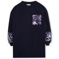 Billieblush Girls Sequin Trim Sweat Dress - Navy