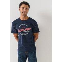 Jack & Jones Logo Print Short Sleeve T-Shirt - Navy