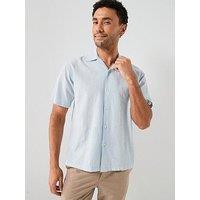 Jack & Jones Breeze Lined Blend Resort Short Sleeve Shirt - Light Blue