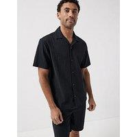 Jack & Jones Tyson Textured Resort Short Sleeve Shirt - Black