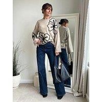 Style Cheat Floral Knit Top - Beige