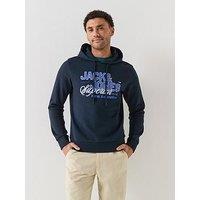 Jack & Jones Logo Print Hoodie - Navy