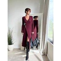 Style Cheat Mix Button Burgundy Dress - Red