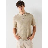 Jack & Jones George Knitted Polo Top - Light Brown