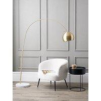 Pacific Lifestyle Feliciani Brushed Brass Metal And White Marble Floor Lamp