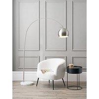 Pacific Lifestyle Feliciani Brushed Silver Metal And White Marble Floor Lamp