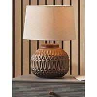 Pacific Lifestyle Anneli Bronze Aztec Texture Ceramic Table Lamp